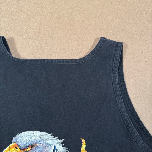 Vintage 90s Aruba Live To Ride Free Eagle Motorcycle Tank Top Black Biker M - Picture 6 of 8